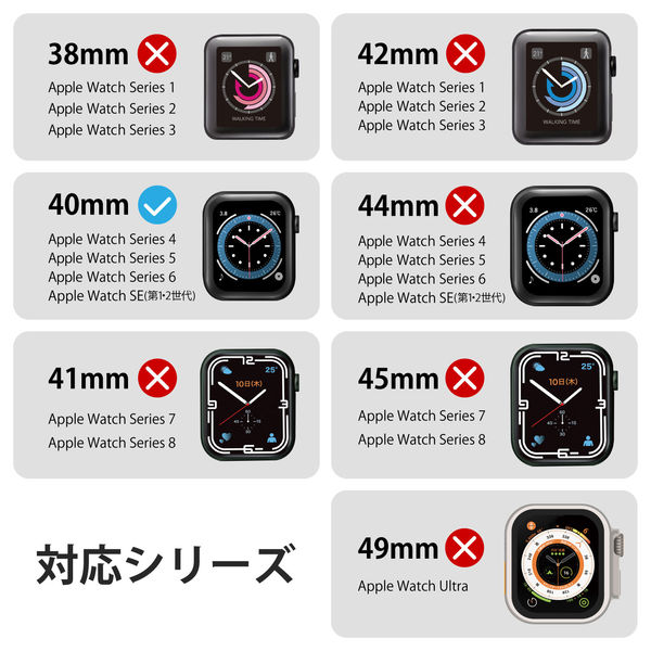 アップルウォッチ ハード カバー ブラック 40mm ガラスフィルム 保護