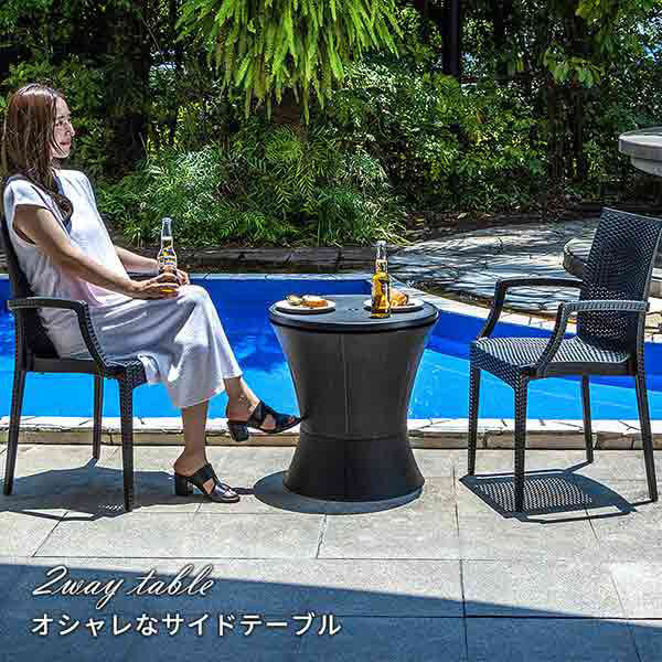 三栄コーポレーション 昇降可能・収納付きガーデンテーブル・肘 三栄コーポレーション 昇降可能・収納付きガーデンテーブル・肘