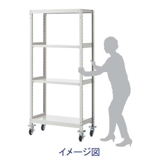 双福鋼器 軽中量ラック 200kg キャスター付 本体 （天地4段） 幅1865