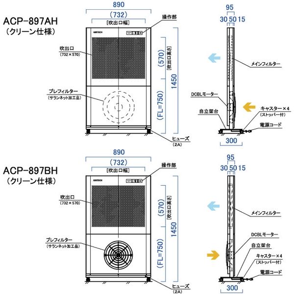 日本エアーテック クリーンパーティションA型 ACP-897AH　マツヨシカタログ（直送品）