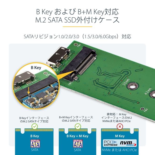 Startech.com USB 3.0接続M.2 SATA SSDケース SM2NGFFMBU33 1個