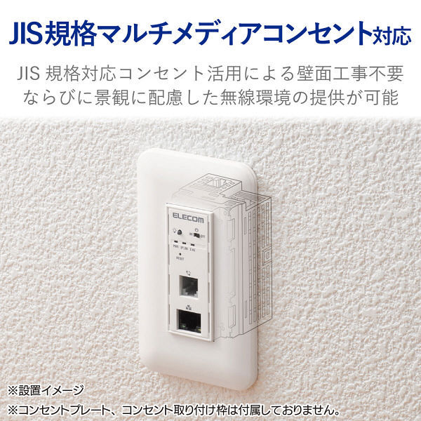 エレコム 法人向けマルチメディアコンセント対応無線AP/11n/300Mbps/AC給電 WAB-S300IW-AC 1個（直送品）