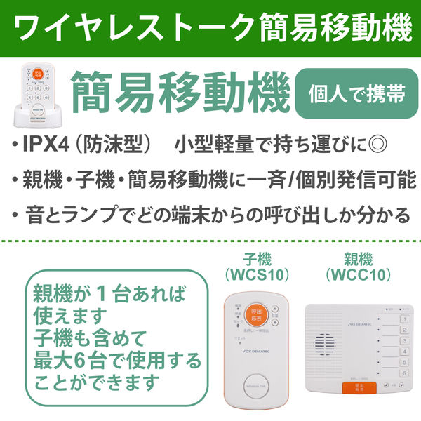 ワイヤレストーク 簡易移動機 充電式 持ち運び可能 防水 (IPX4) 工事不要 WCM10 DXアンテナ デルカテック