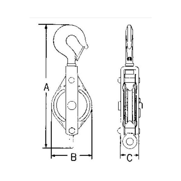 エスコ（esco） 75mm/ 500kg フック型滑車（ステンレス） 1個 EA987HJ