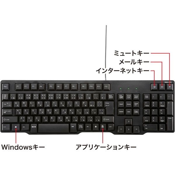 有線キーボード メンブレン PS/2接続 スタンダード ブラック SKB-L1BKN