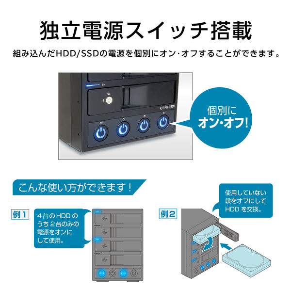 裸族のカプセルホテル Ver.2 HDDケース 内蔵HDD4台搭載可/最大72TB センチュリー CRCH35U3IS2 1個