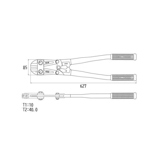 エスコ 10mm/ 600mm ボルトカッター EA545BH-4 1丁（直送品） - アスクル NWS レベルボルトカッター 156800