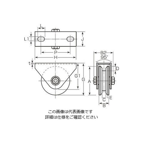 エスコ 50mm/ 400kg 戸車[V型・重量用・ステンレス製) EA986VK-50 1個