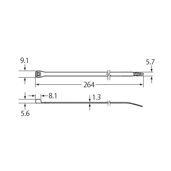 エスコ 264x 5.7mm 結束バンド(100本) EA475AS-250 1セット(500