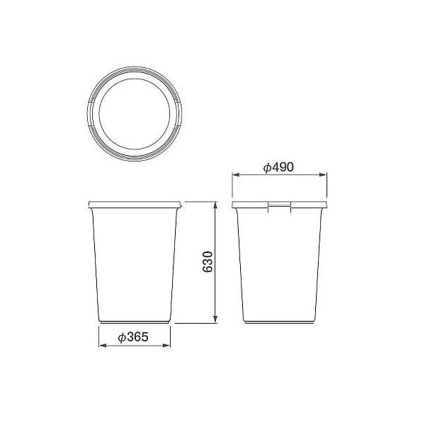 積水テクノ成型 エコポリペール丸型#70本体 グレー PEN70Hホンタイ 1個 1-8213-05（直送品）
