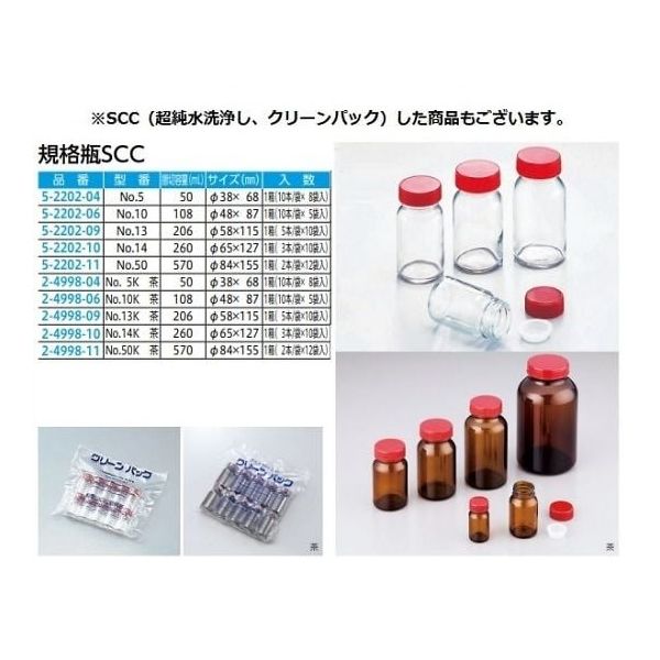 上園容器 規格瓶(広口) 茶褐色 250mL 2-4999-10 1本（直送品） - アスクル