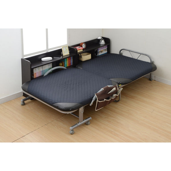 YAMAZEN ベッドのヘッドボードにもなるスリムラック ダークブラウン