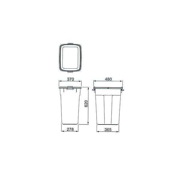 エスコ 60L ダストボックス(蓋付) EA995CA-123 1セット（直送品
