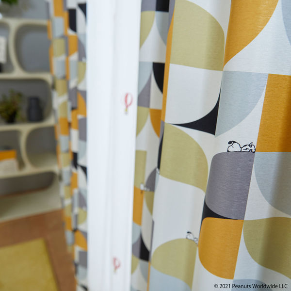 スミノエ PEANUTS セミオーダー カーテン スリーピースヌーピー 2200×2200mm オレンジ 1セット(2枚入)（直送品）
