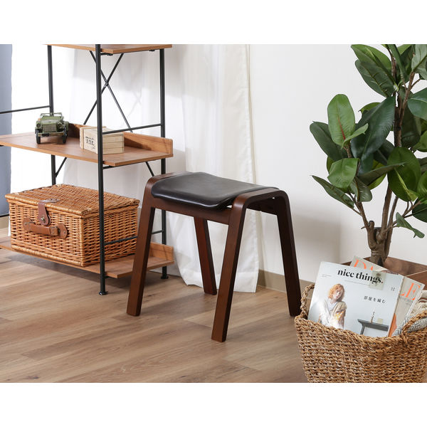 不二貿易 曲木スツール ハイ CF-406 ダークブラウン/ブラウン 75318 1