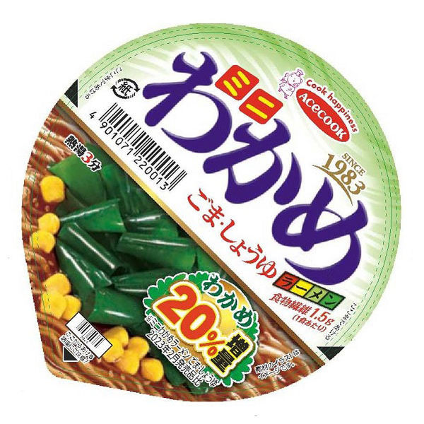 カップ麺 ミニわかめラーメン ごま・しょうゆ 1セット（6個） エースコック