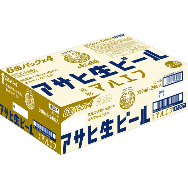 ビール アサヒ生ビール マルエフ 350ml 1ケース(24本) - アスクル