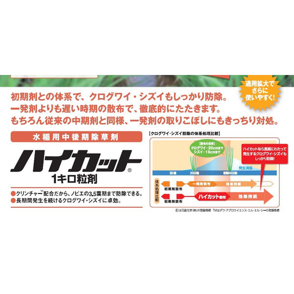 【農薬】 日産化学 ハイカット1キロ粒剤 1kg 2057497 1袋（直送品）