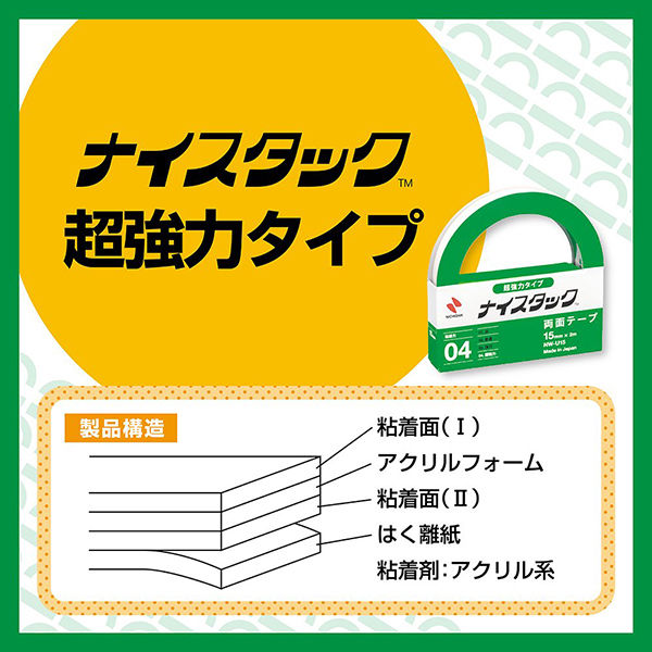 ニチバン 両面テープ ナイスタック 超強力 幅15mm×2m NW-U15 - アスクル