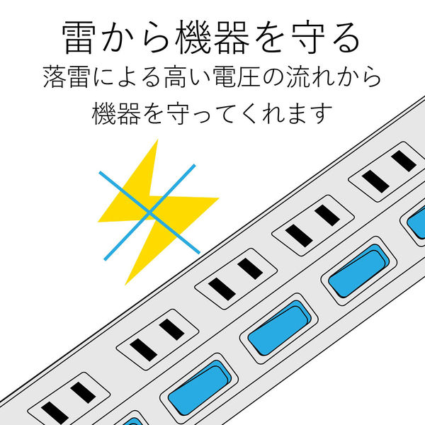 延長コード 電源タップ コンセント 2.5m 2ピン 4個口 一括スイッチ 雷