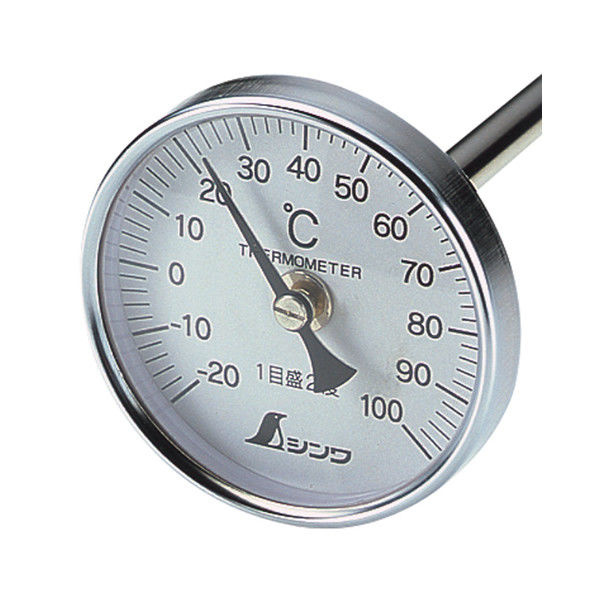 シンワ測定 温度計 Vー3 丸Ｔ字型 ー20～100℃ φ6×90cm 72611 1個