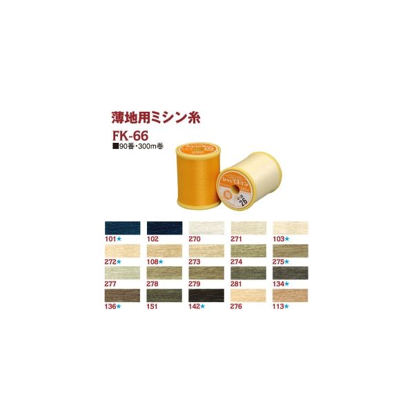 フジックス シャッペスパン 【薄地用ミシン糸】 #90 300m col