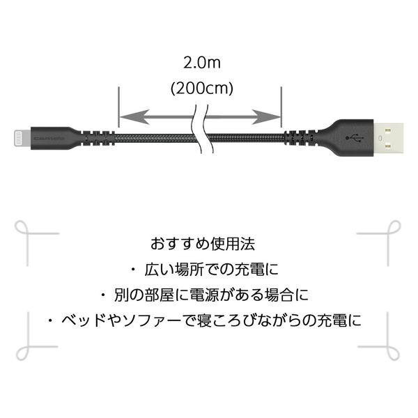 多摩電子工業 Lightningソフトタフケーブル 2mBK TH245LT20K 1本（直送