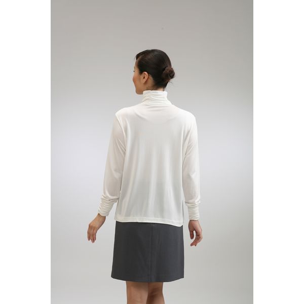 シルク ハイネック 長袖 インナー Tシャツ 女性用 グレー LL 大