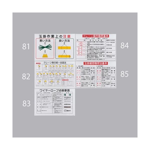 エスコ 600x900mm クレーン等の統一合図法 EA983AK-82 1セット(2枚