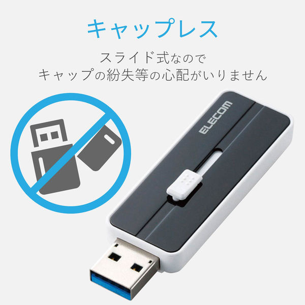 USBメモリ 128GB USB3.1 Gen1 キャップレス スライド式 JetFlash 790 ブラック TS128GJF790K トランセンド Transcend ネコポス対応