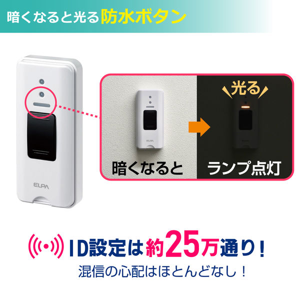 朝日電器 ワイヤレスチャイム押しボタン EWS-P30 1個 - アスクル