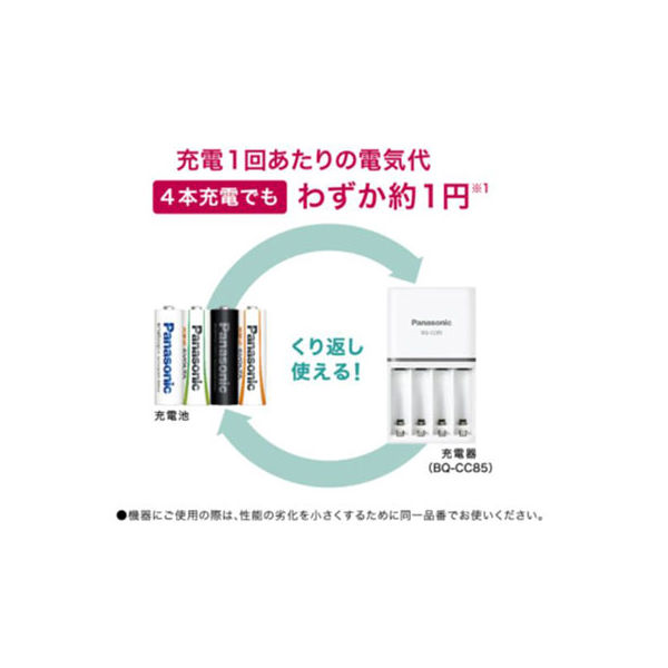 パナソニック 単4形 エネループ 4本付急速充電器セット K-KJ85MCC04 1セット（電池4本+充電器）