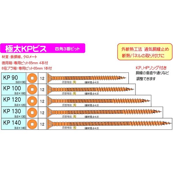 ダンドリビス 極太KPビス100 四角穴 クロメート 8号箱 4920125761012 1