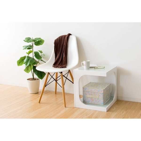 宮武製作所 サイドテーブル2段 幅400×奥行400×高さ450mm ホワイト ST