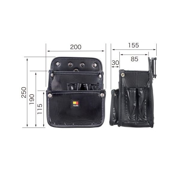 エスコ 200x155x250mm 着脱式腰袋 EA925TD-6 1個（直送品）