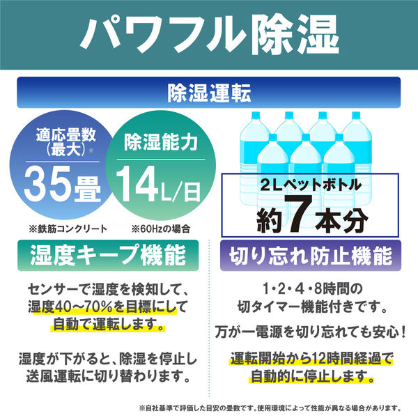 アイリスオーヤマ　衣類乾燥除湿機　コンプレッサー式　白　IJC-H140(569239)　除湿量14L/日　木造27m2洋室41m2