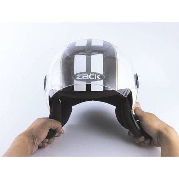 TNK工業 TNK ZR-11 シールド付きジェットヘルメット WH/BK/GO Fサイズ