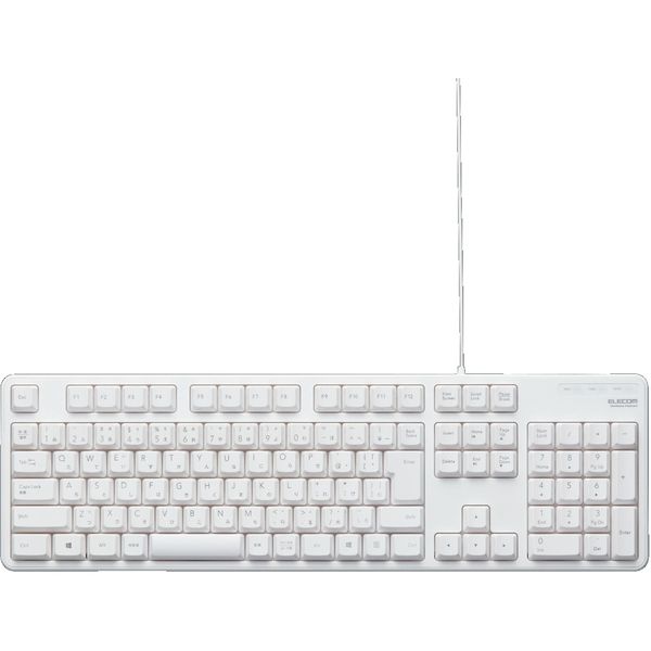 エレコム キーボード 有線 メンブレン 1000万回高耐久 ホワイト TK-FCM062WH キーボード 有線 1000万回耐久 108キー Lサイズ メンブレン