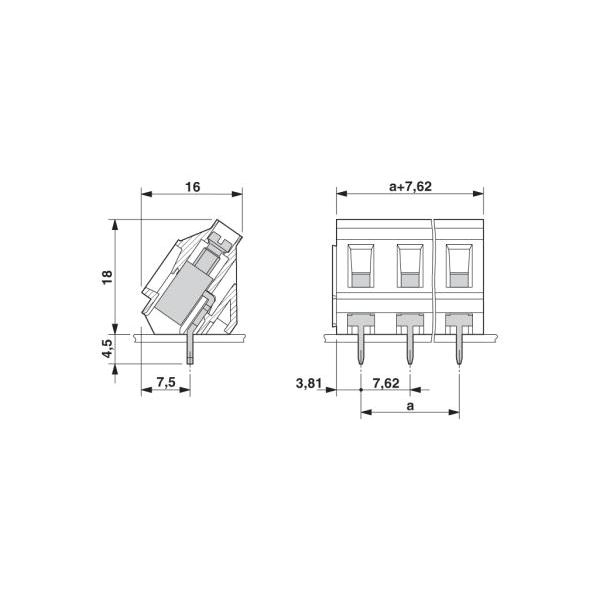 プリント基板用端子台 ねじ接続式 極数3 GSMKDS 3/ 3-762（直送品） - アスクル