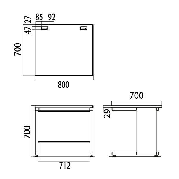 コクヨ インベントデスク INVENT 平机 幅800×奥行700×高さ700mm ラ 