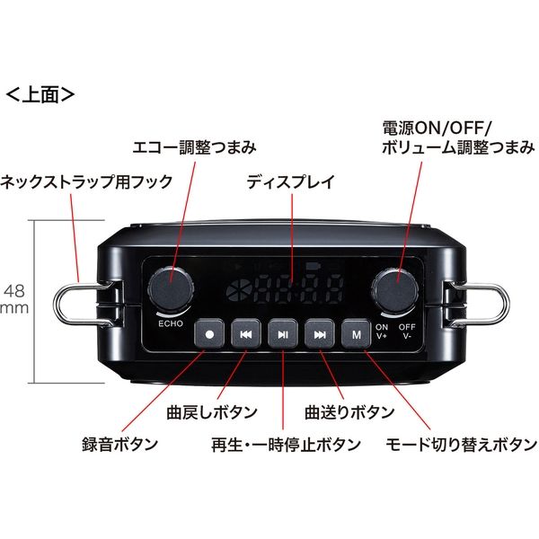 拡声器　メガホン　スピーカーマイク　ポータブル型　ハンズフリー　MM-SPAMP9　サンワサプライ　1個