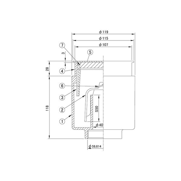 高速配送 アウス:非防水用床排水トラップ D-5A D-5A 50 その他DIY