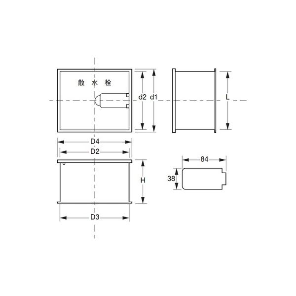 アウス ステンレス製散水栓BOX土間埋設型（蓋収納式）ホース口付 SNS-3