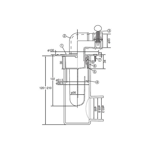 アウス スーパートラップ付洗濯機用床排水金具50VP・VU兼用（D-ZL付