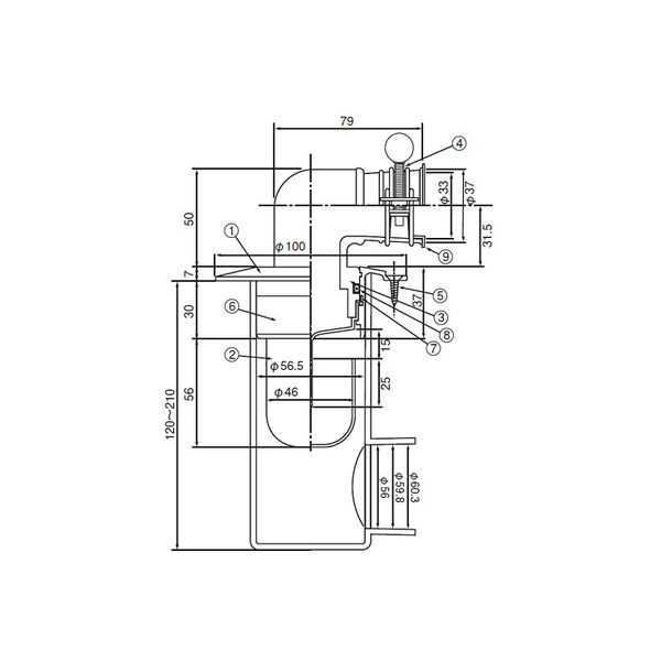 アウス スーパートラップ付洗濯機用床排水金具VU専用（D-ZL付） DZL