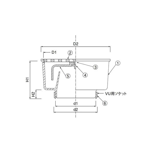 アウス ワントラップ（VP・VU兼用） D-36V-PU 125X75（直送品） - アスクル