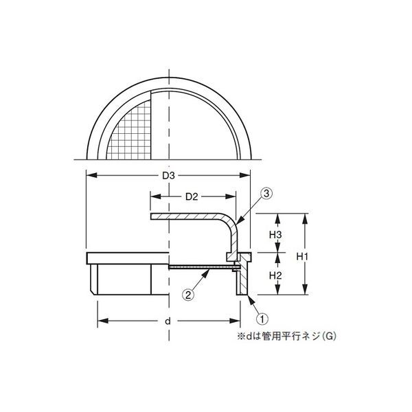 アウス カバー付防虫目皿（内ネジ） D-3BD-E 50（直送品） - アスクル