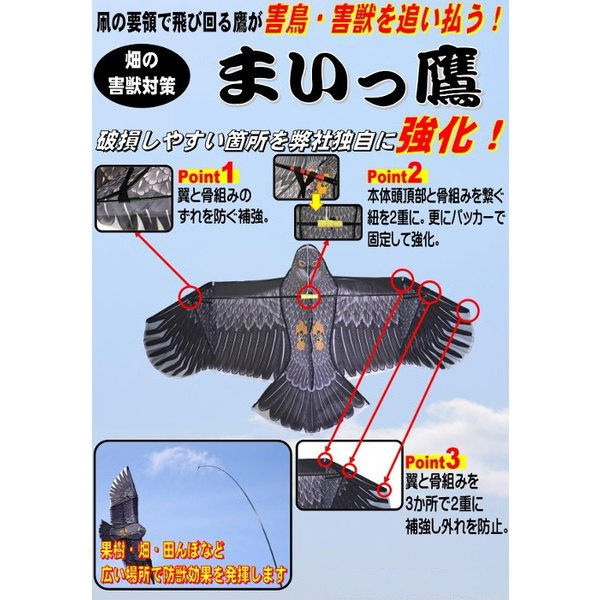 シンセイ 防鳥カイト まいっ鷹 QNZH-1.8-4 1個（直送品） アスクル