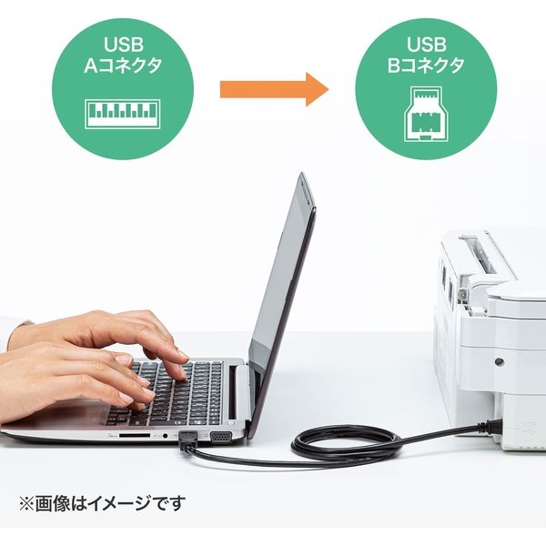 USBケーブル USB-A（オス）USB-B（オス） 5m USB2.0 KU20-5BKHK2