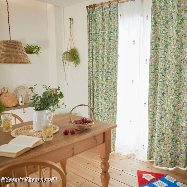 ムーミンカーテン 100×200 スミノエ 遮光 ドレープ 2つ山 1.5倍ヒダ ≪人気